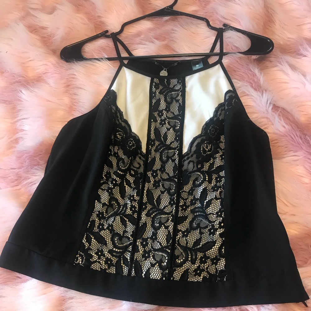 Black and white laced tank top